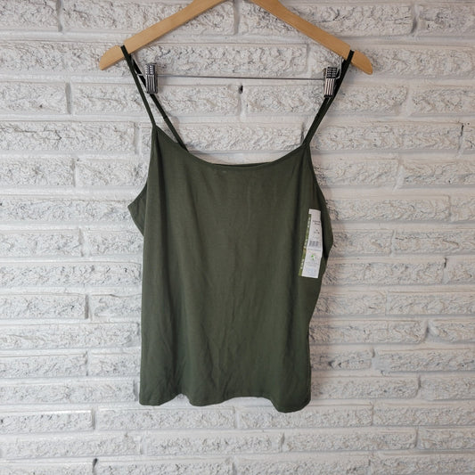 Time Tru Womens Top Extra Large XL Camisole Green Adjustable Spaghetti Strap