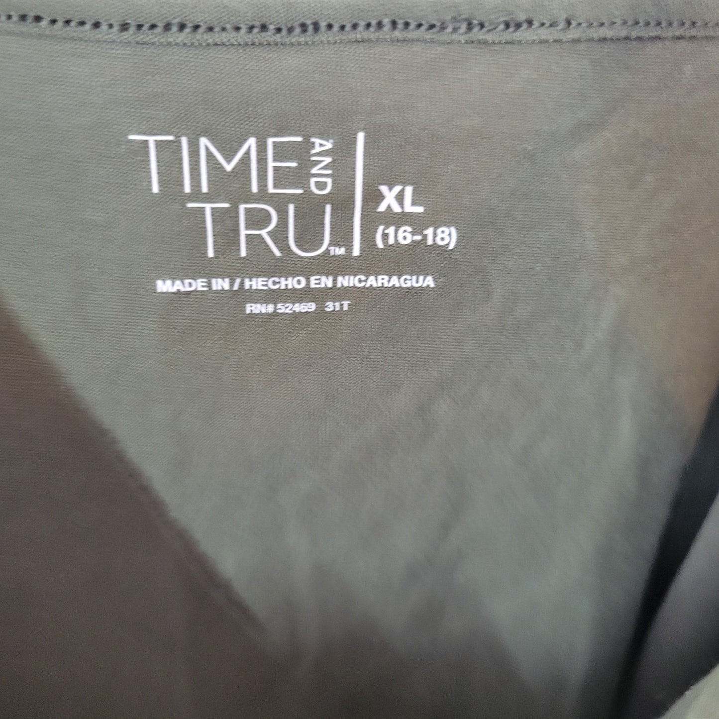 Time Tru Womens Top Extra Large XL Camisole Green Adjustable Spaghetti Strap