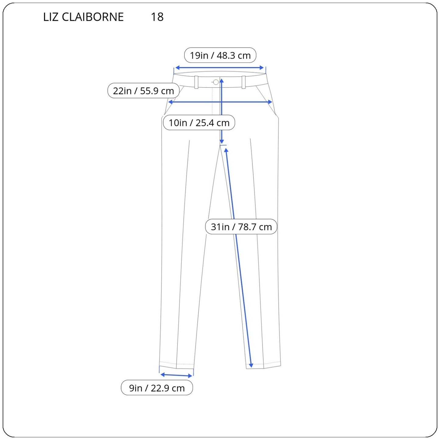 Liz Claiborne Womens Pants 18 Audra Classic Black Zip Fly Straight Leg Office