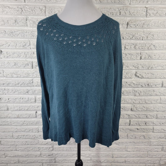 Sonoma Women Sweater Extra Large XL Pullover Long Sleeve Blue Comfy Cotton Blend