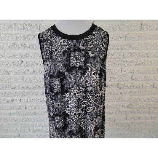 Alyx Womens Top 0X Plus Sleeveless Pullover Black Paisley Stretchy USA Casual