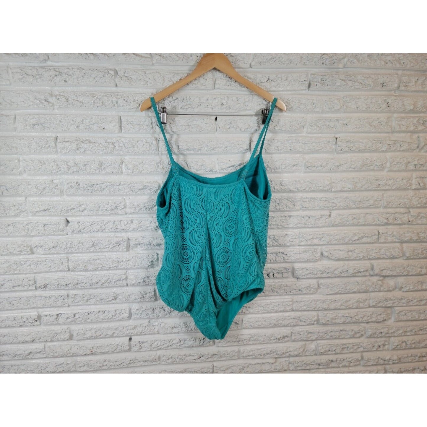 Catalina Womens Swimsuit Extra Large 16 18 Blue Bra Lined Spaghetti Strap Mesh
