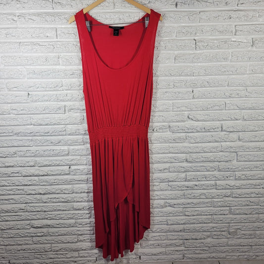 Ashley Stewart Womens Dress 22 24 Plus High Low Sleeveless Red Sheath Poly Blend