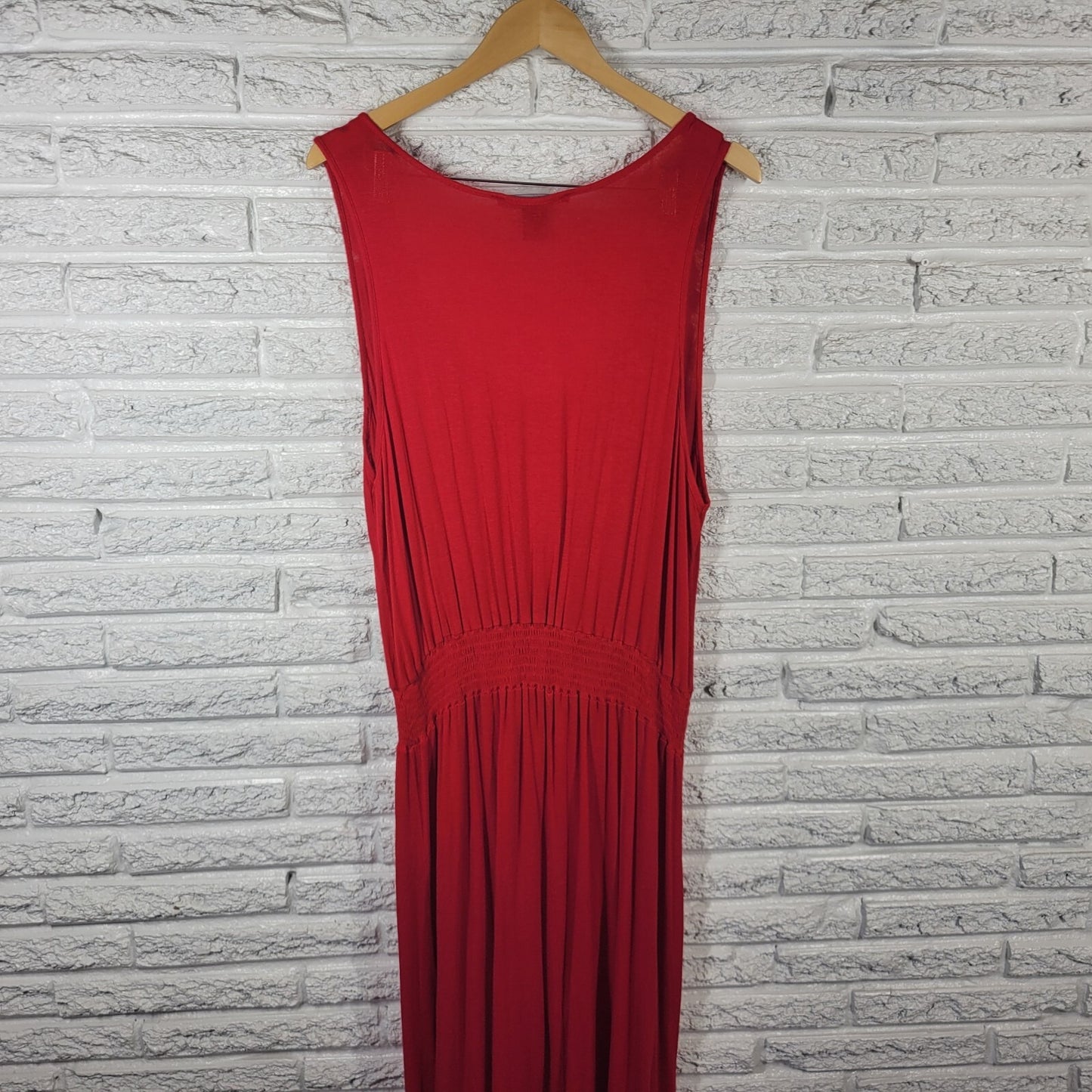 Ashley Stewart Womens Dress 22 24 Plus High Low Sleeveless Red Sheath Poly Blend