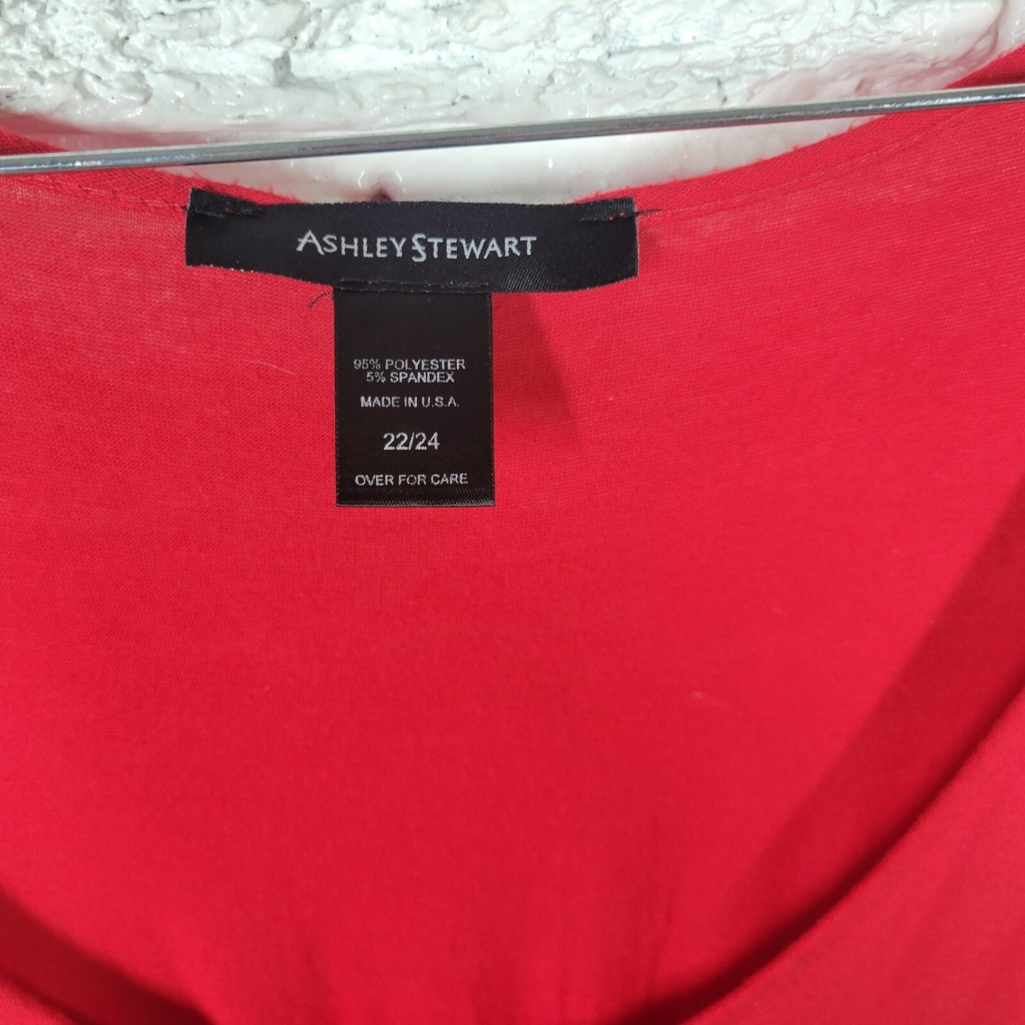 Ashley Stewart Womens Dress 22 24 Plus High Low Sleeveless Red Sheath Poly Blend