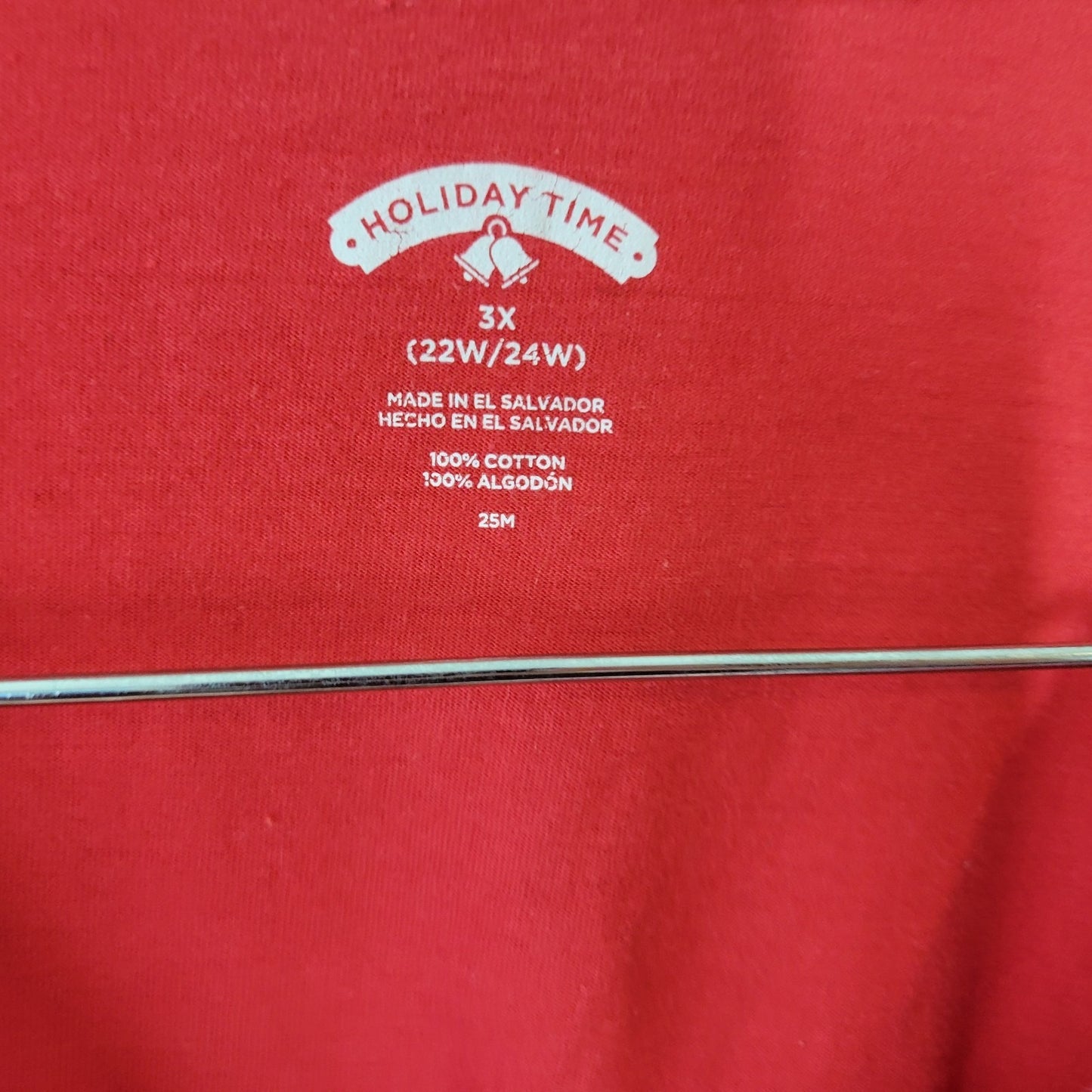 Holiday Time 3X Red Santa Grandma Graphic Tee 100% Cotton Glitter Christ NOV96XE