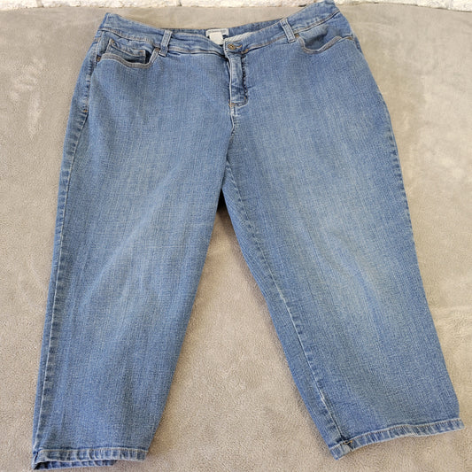 St John's Bay Women's 18W Jeans Capri Medium Wash Stretch 5-Pocket CAP63E