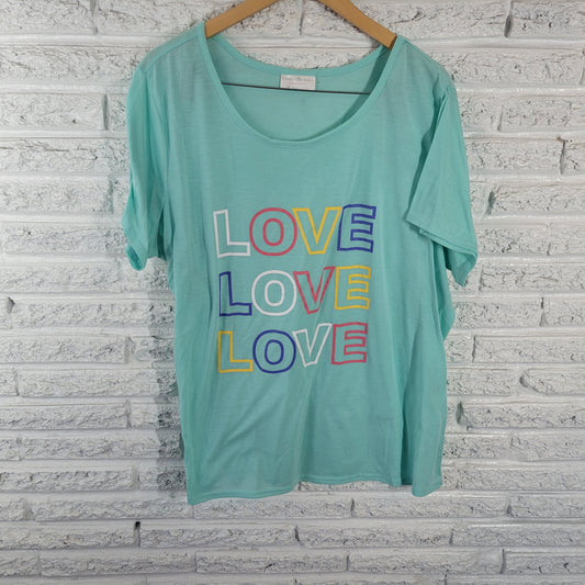 Bobbie Brooks Women's 3X Pajama Sleep Top Blue Love Plus BLU243E