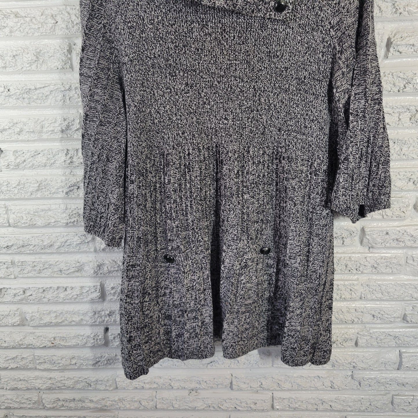 Style&co. 2X Black White Marled Turtleneck Mini Sweater Dress Pockets SWE4E