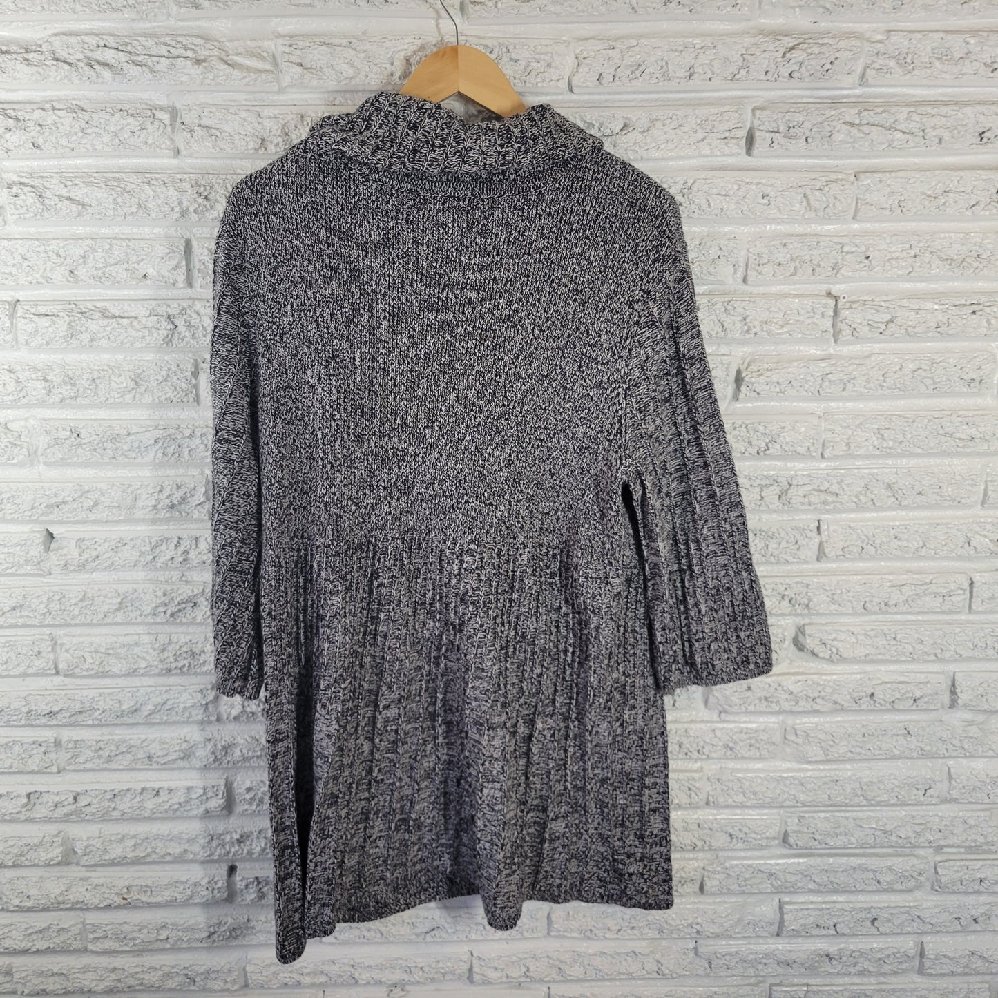 Style&co. 2X Black White Marled Turtleneck Mini Sweater Dress Pockets SWE4E