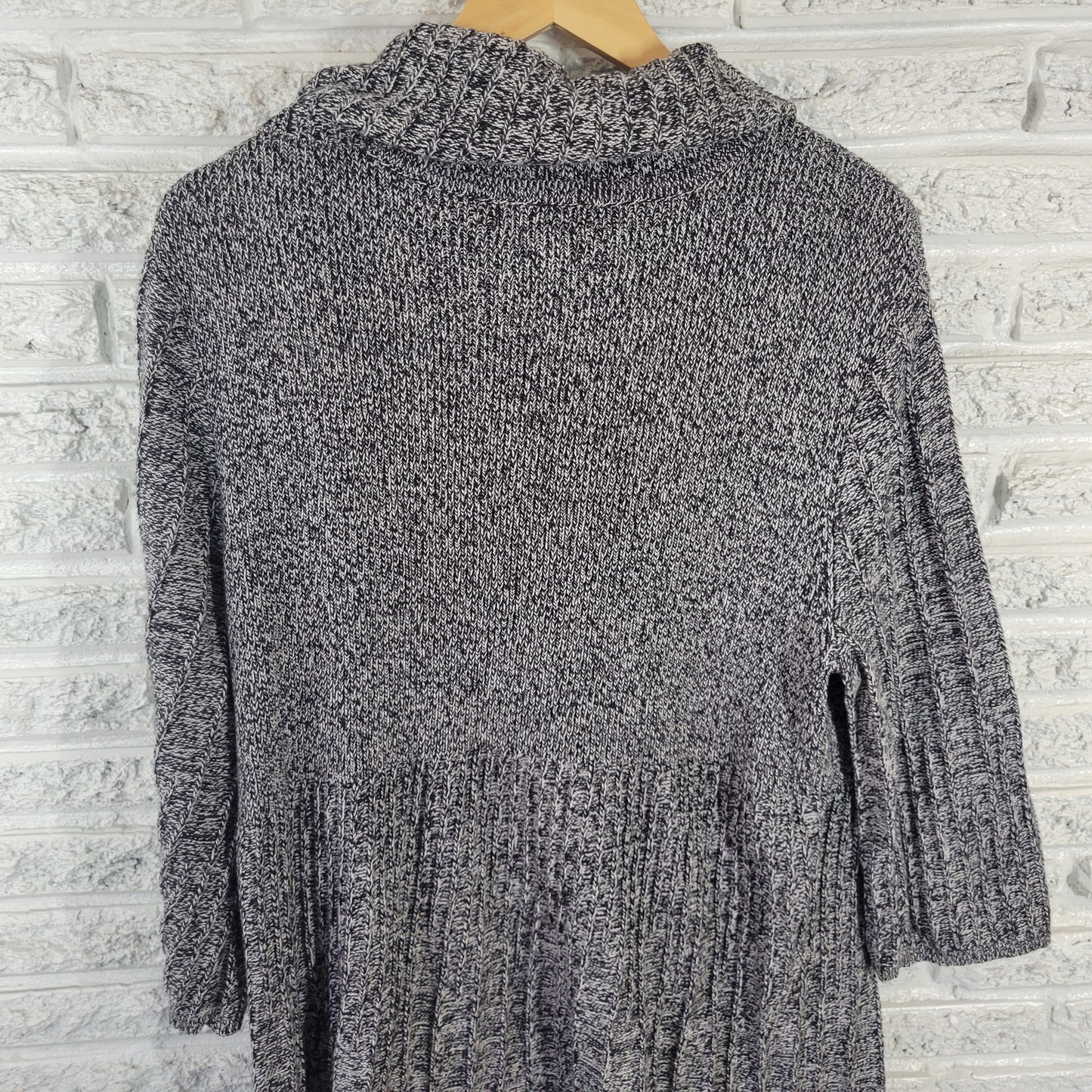 Style&co. 2X Black White Marled Turtleneck Mini Sweater Dress Pockets SWE4E