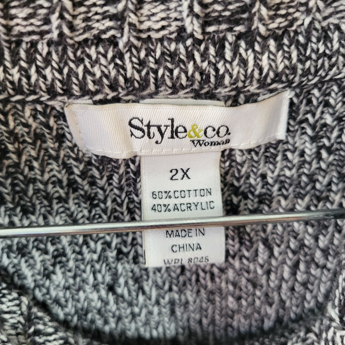 Style&co. 2X Black White Marled Turtleneck Mini Sweater Dress Pockets SWE4E