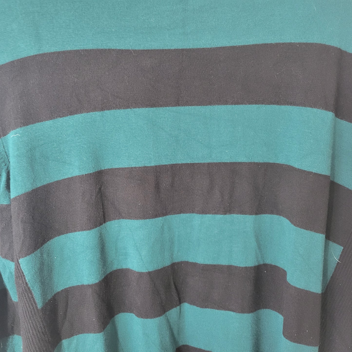 Style Co 3X Plus Green Black Striped Tight-Knit 3/4 Sleeve Sweater STR188E