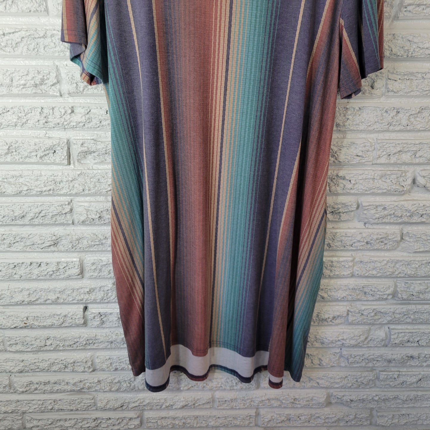 Crazy Train XXL Muted Multicolor Striped Mini Dress Pockets Stretch STR113E