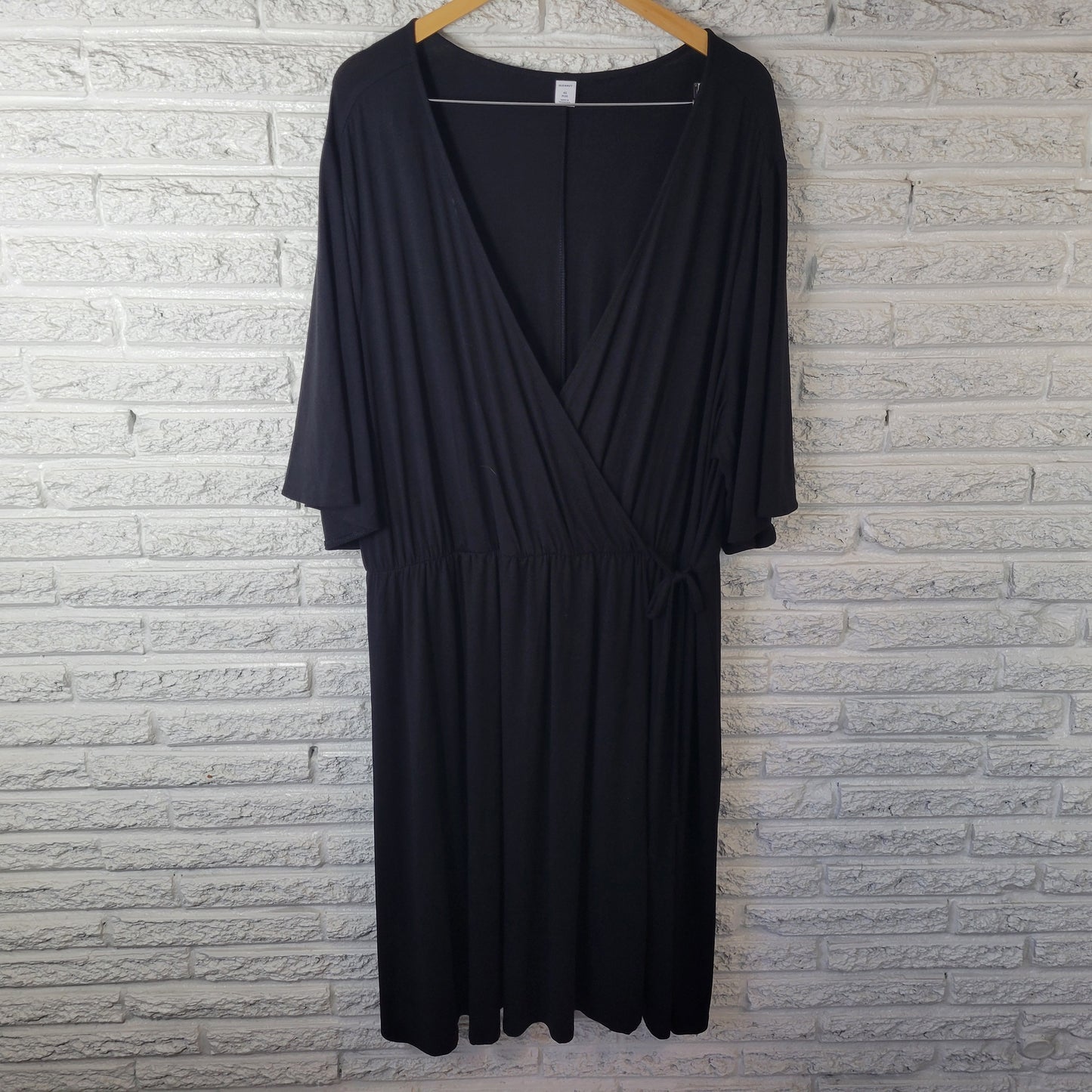 Old Navy 4X Plus Black Faux Wrap V-Neck Short Sleeve Belted Fit Flare SWE154E