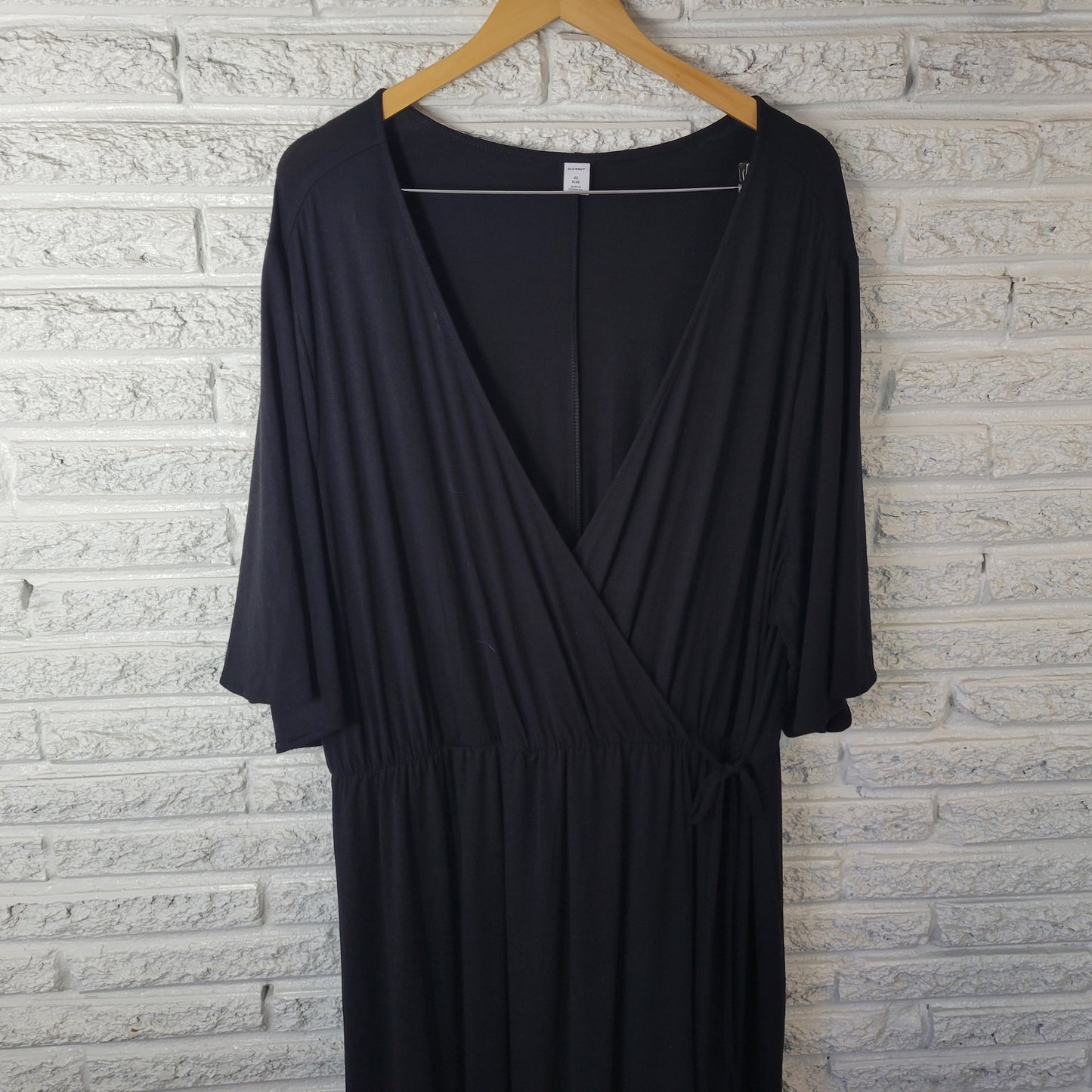 Old Navy 4X Plus Black Faux Wrap V-Neck Short Sleeve Belted Fit Flare SWE154E