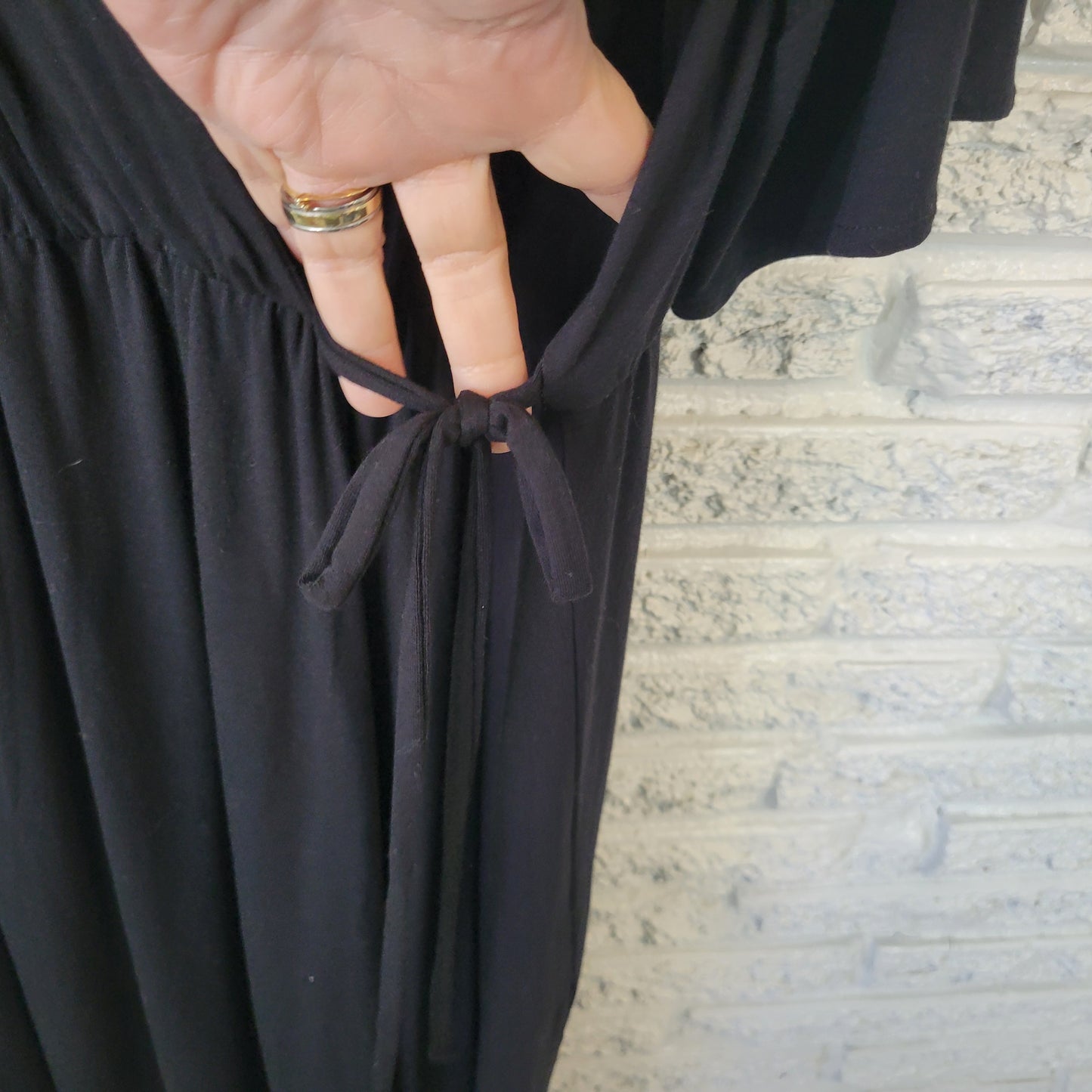 Old Navy 4X Plus Black Faux Wrap V-Neck Short Sleeve Belted Fit Flare SWE154E