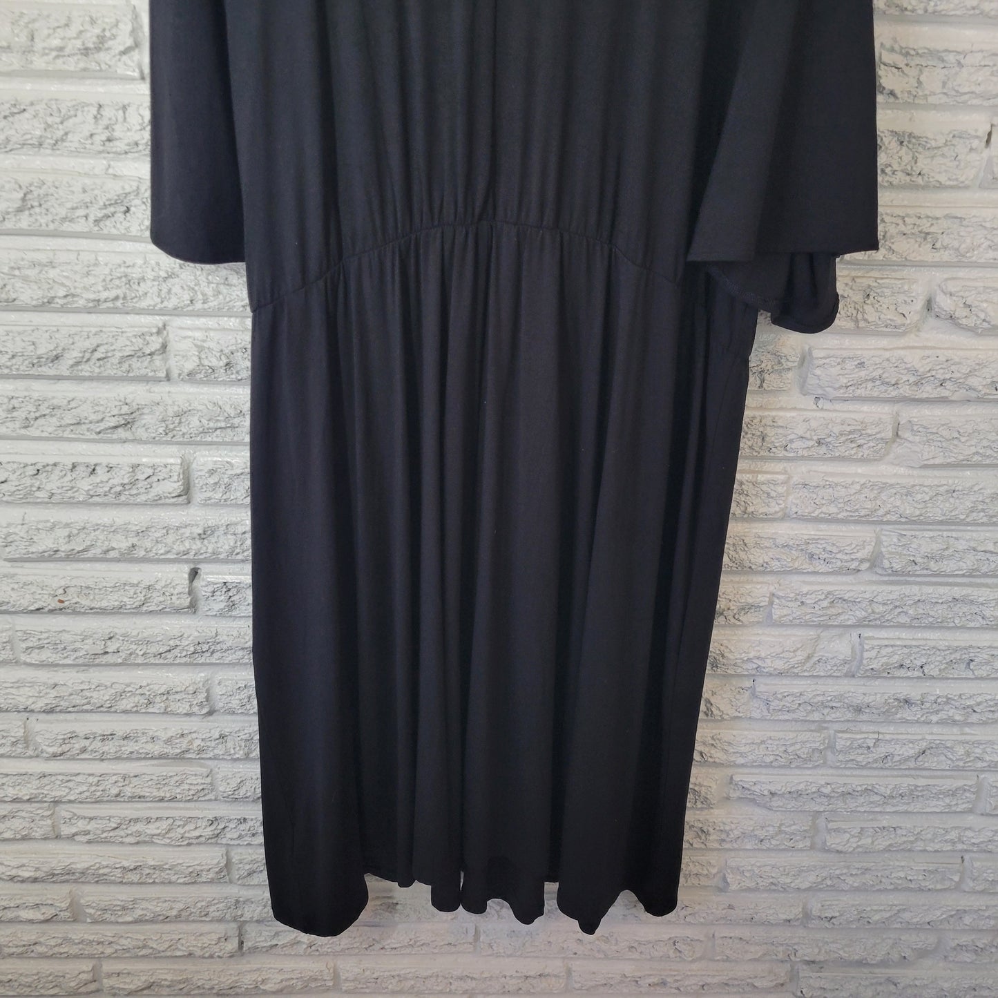 Old Navy 4X Plus Black Faux Wrap V-Neck Short Sleeve Belted Fit Flare SWE154E