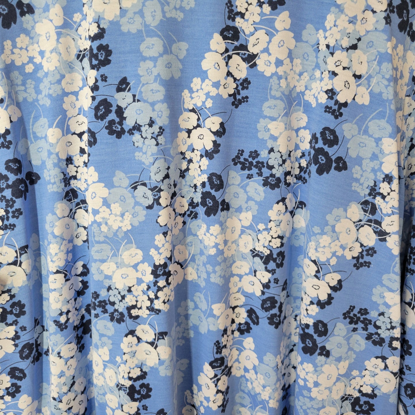 Woman Within 3X Plus Blue Floral Pintuck Knee Length Dress Pockets SWE147E