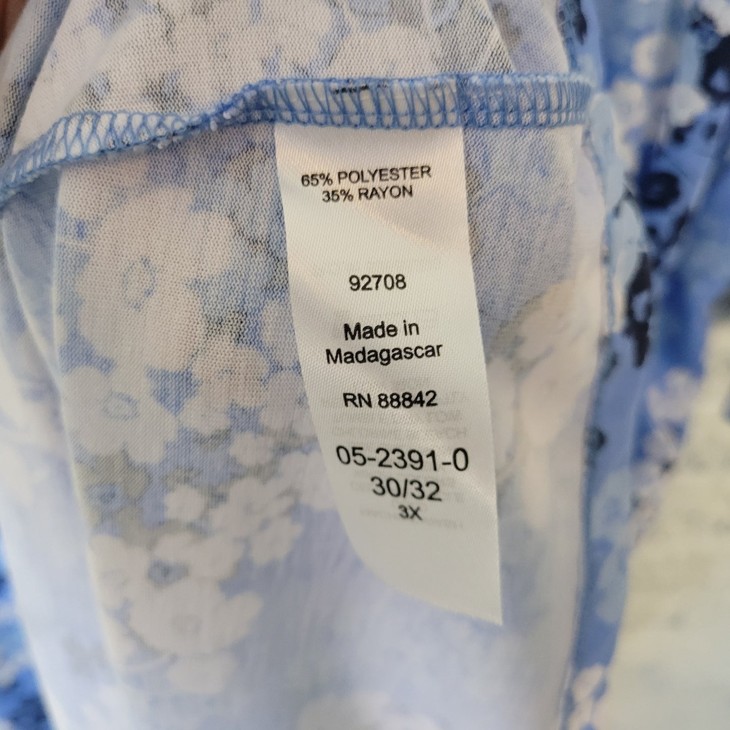 Woman Within 3X Plus Blue Floral Pintuck Knee Length Dress Pockets SWE147E