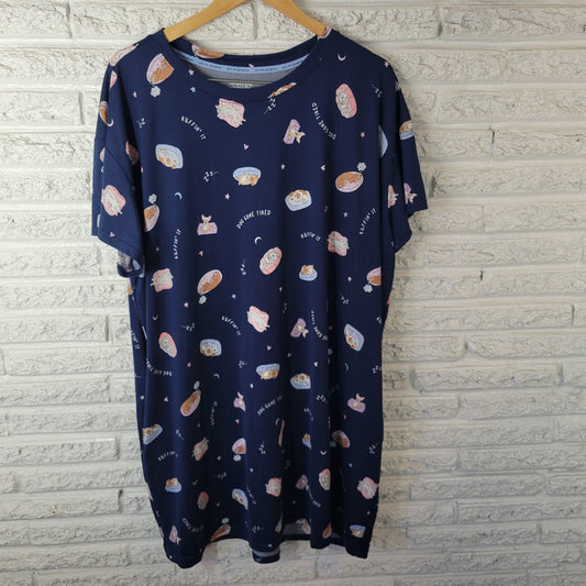 Joyspun 2X/3X Plus Blue Dog Theme Sleepshirt Nightgown Crew Neck BLU256E