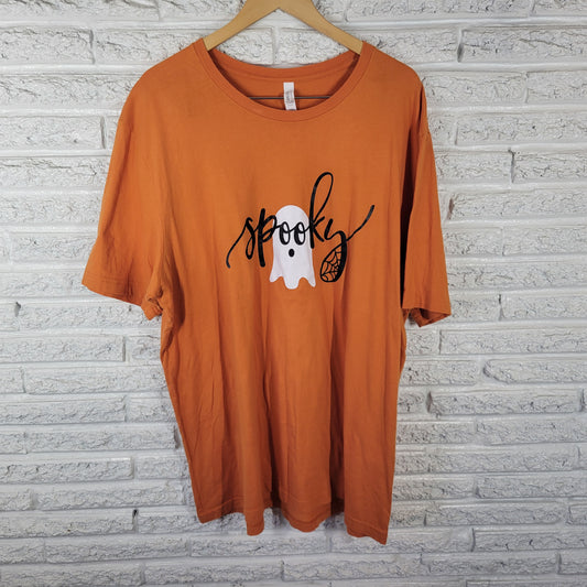 Bella Canvas 3XL Orange Halloween Ghost T-Shirt Unisex 100% Cotton Tee ORA33E