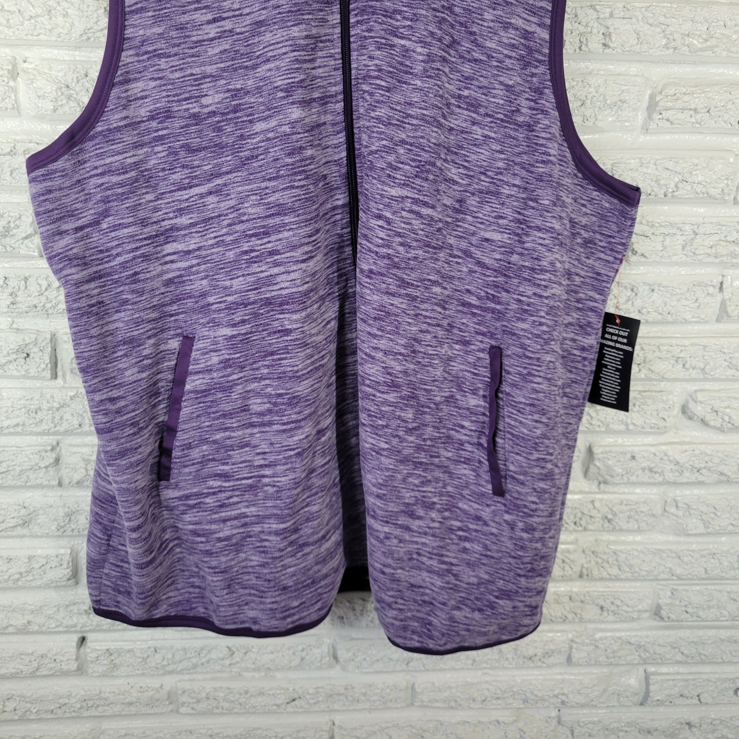 Woman Within 1X Purple Heather Fleece Vest Sleeveless Button Zip SWE157E