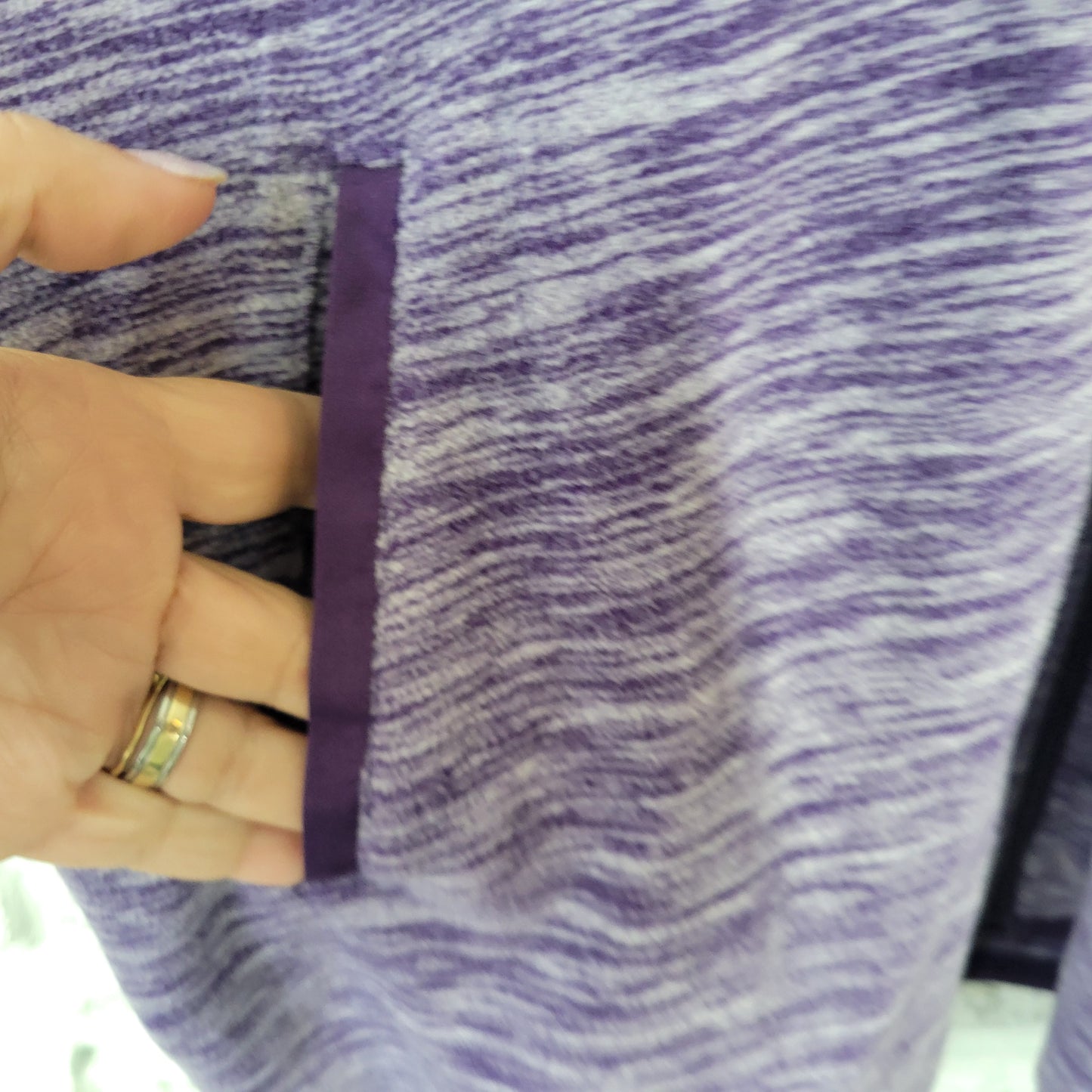 Woman Within 1X Purple Heather Fleece Vest Sleeveless Button Zip SWE157E