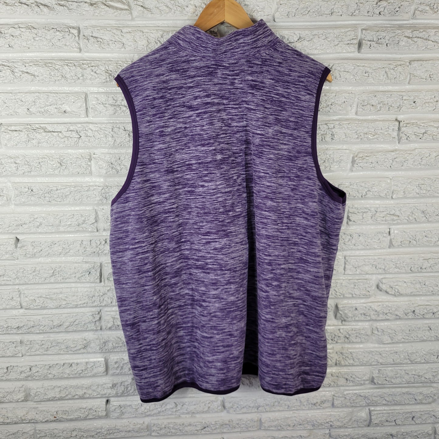 Woman Within 1X Purple Heather Fleece Vest Sleeveless Button Zip SWE157E