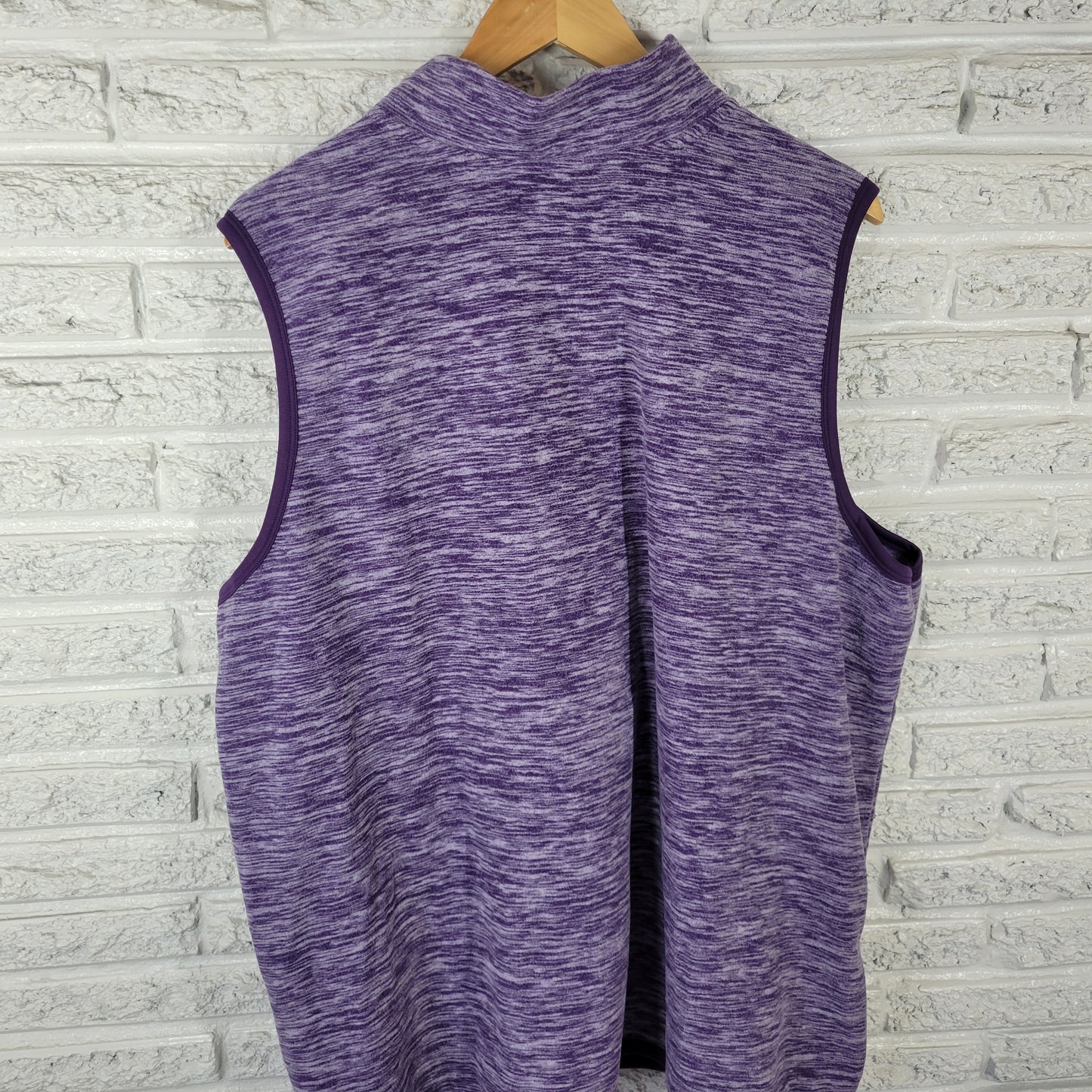 Woman Within 1X Purple Heather Fleece Vest Sleeveless Button Zip SWE157E