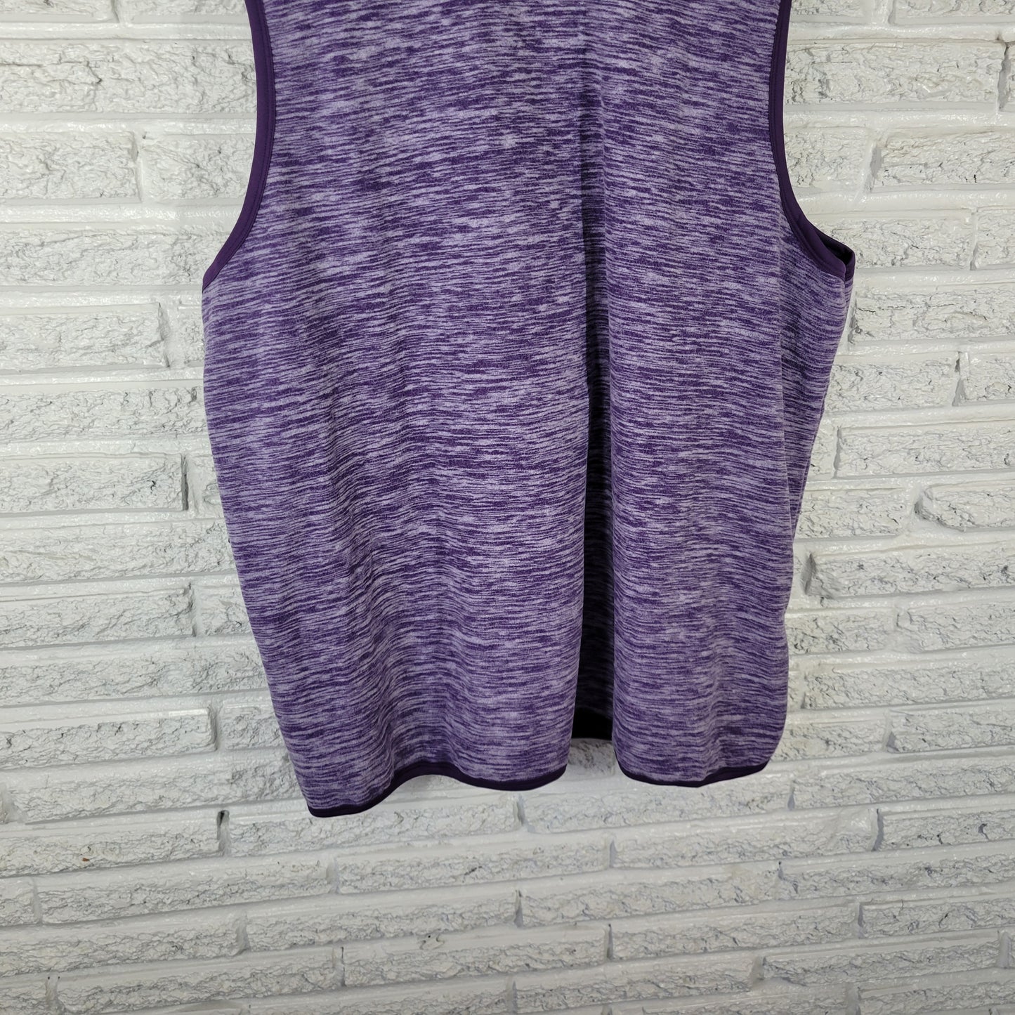 Woman Within 1X Purple Heather Fleece Vest Sleeveless Button Zip SWE157E