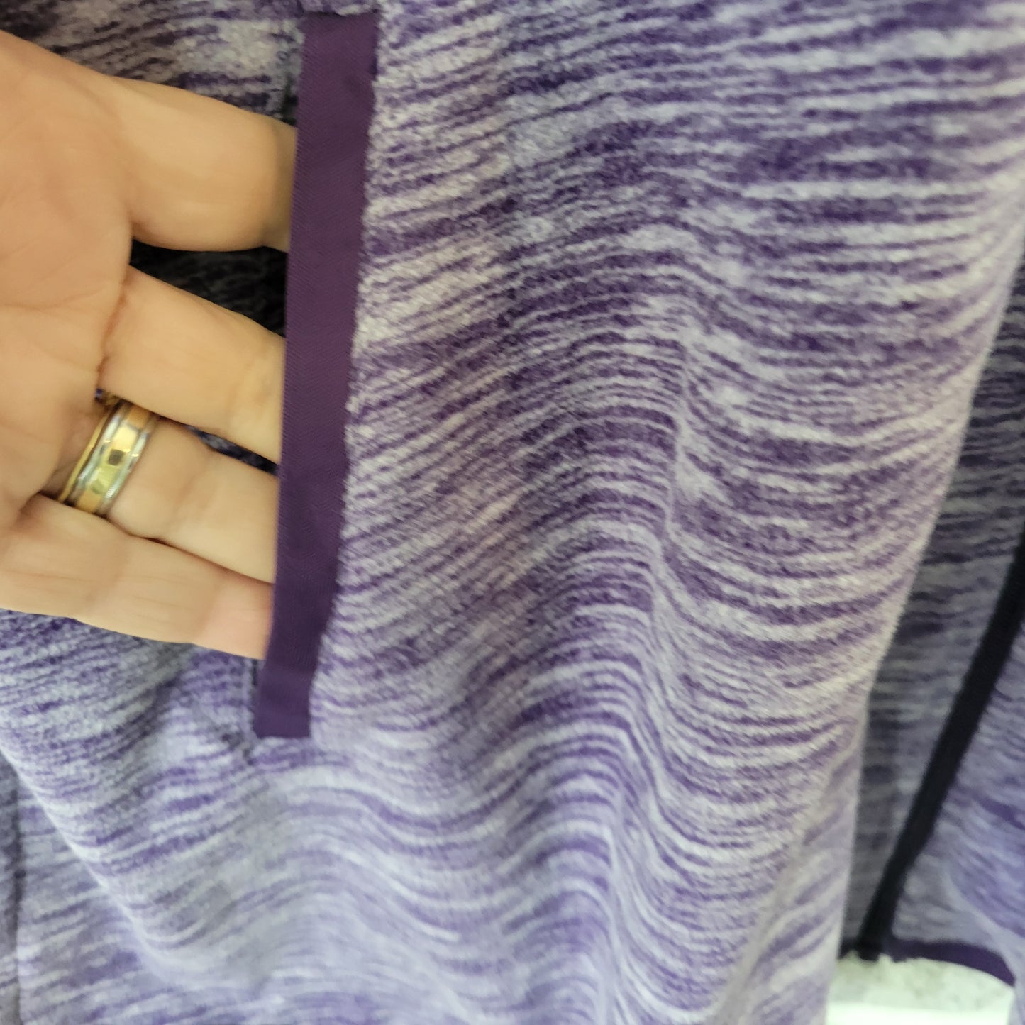 Woman Within 1X Purple Heather Fleece Vest Sleeveless Button Zip SWE157E