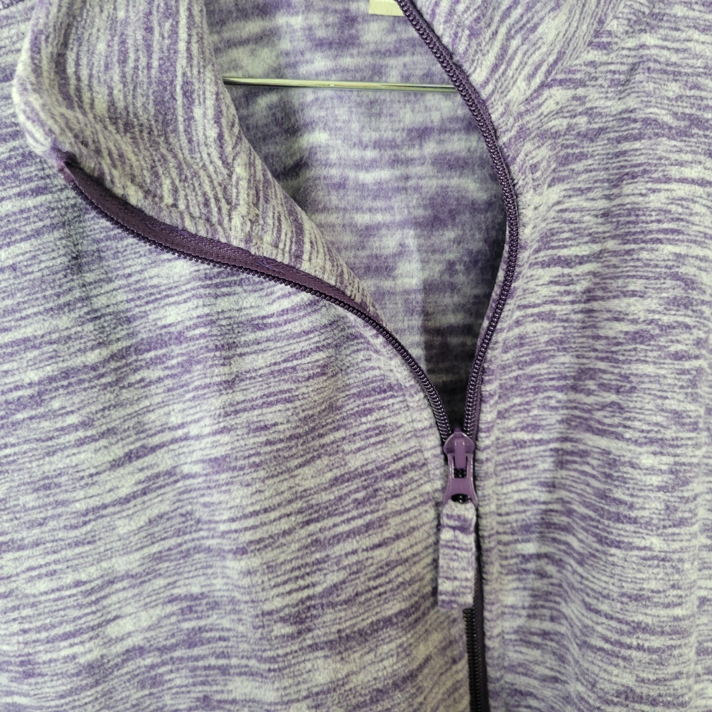 Woman Within 1X Purple Heather Fleece Vest Sleeveless Button Zip SWE157E