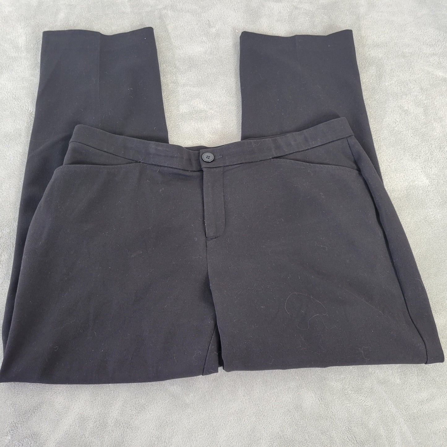 CJ Banks 18W Black Pants Women's Straight Leg Zip Elastic Waist Pockets SL41E