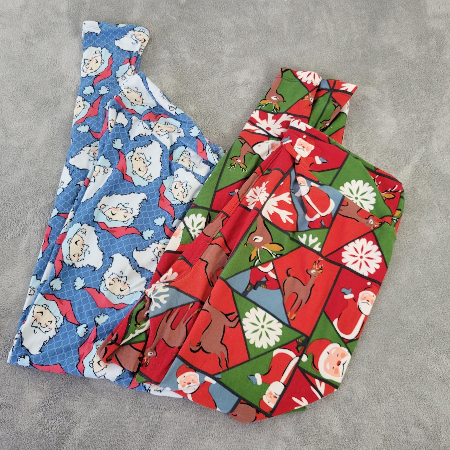 LuLaRoe Lot 2 TC2 18-26 Santa Christmas Multicolor Stretch Leggings NOV111E