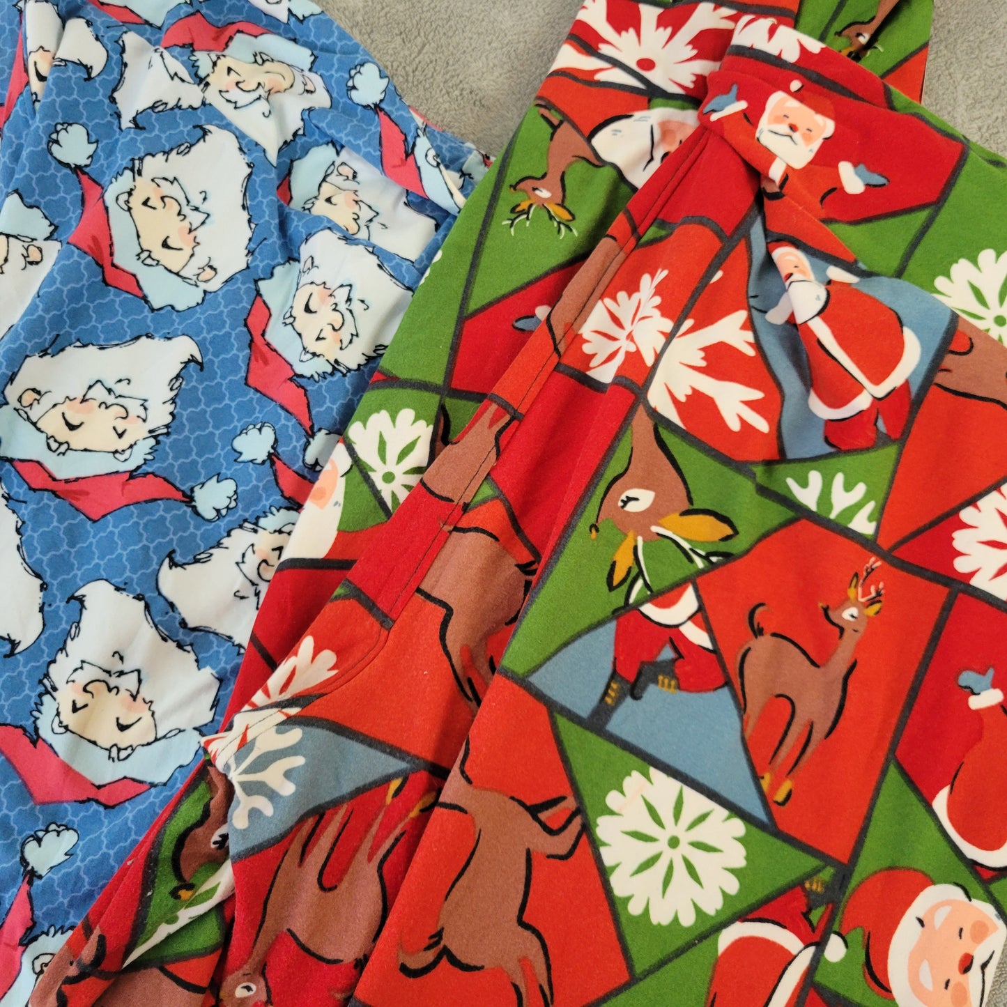 LuLaRoe Lot 2 TC2 18-26 Santa Christmas Multicolor Stretch Leggings NOV111E