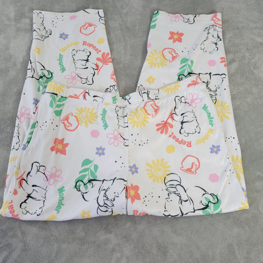 Disney Winnie the Pooh XL Pajama Pants Women's White Graphic Pockets NOV108E