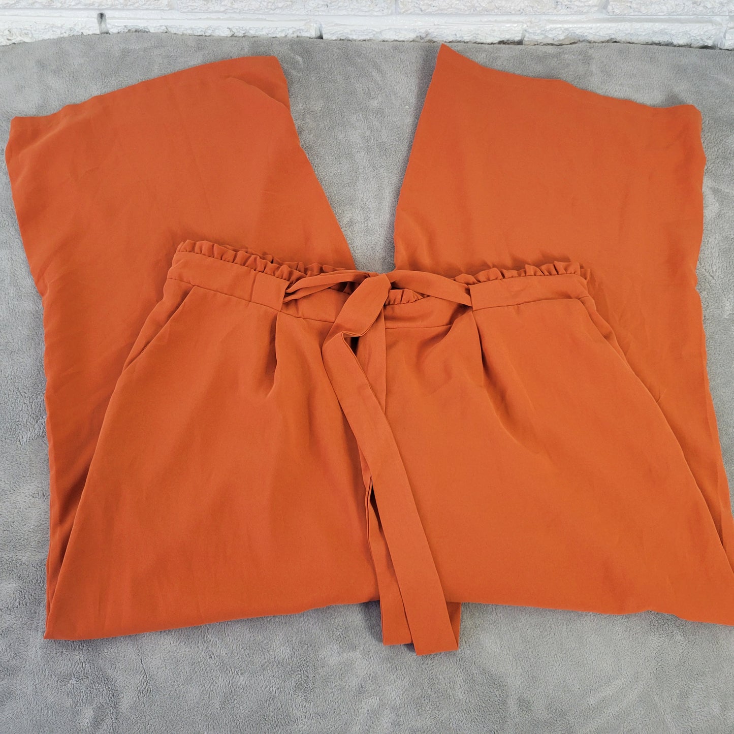 Emery Rose 3XL Orange Palazzo Pants Paper Bag Drawstring Pockets Stretch ORA32E