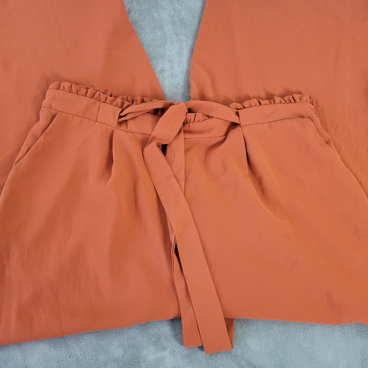 Emery Rose 3XL Orange Palazzo Pants Paper Bag Drawstring Pockets Stretch ORA32E