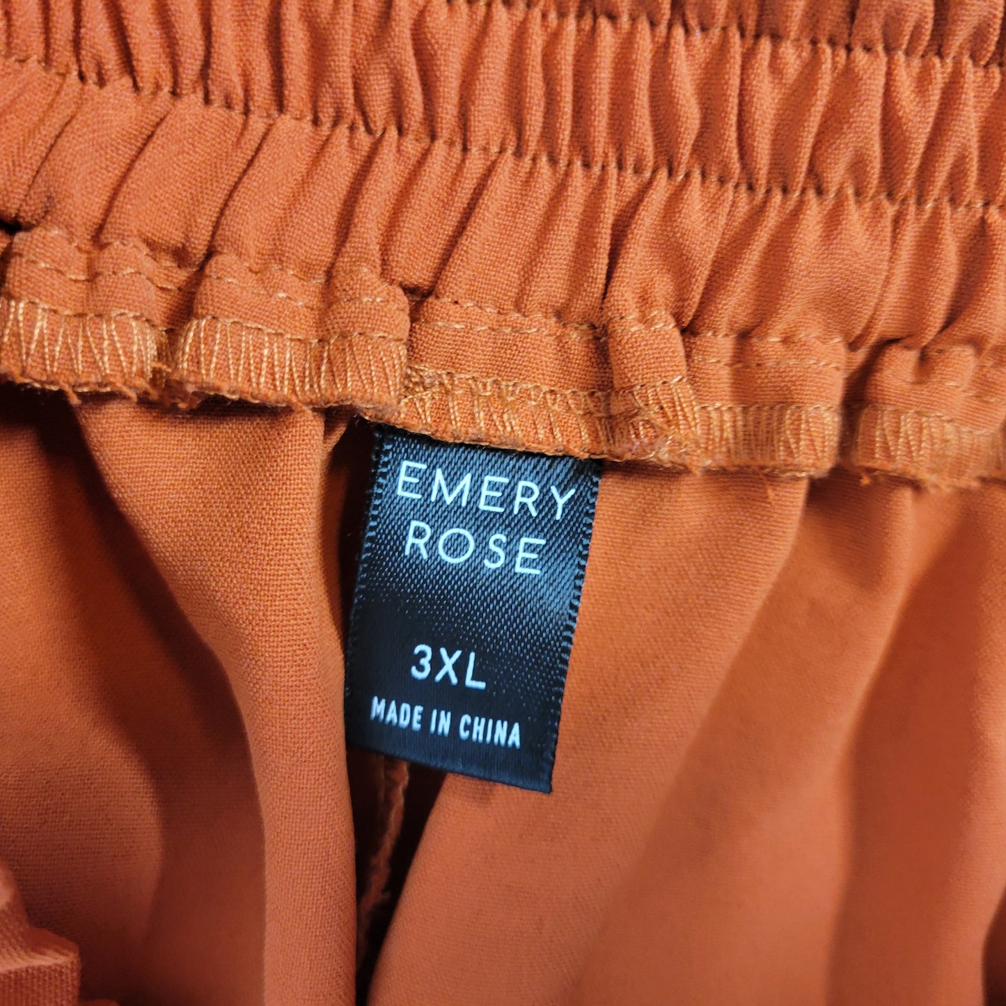 Emery Rose 3XL Orange Palazzo Pants Paper Bag Drawstring Pockets Stretch ORA32E