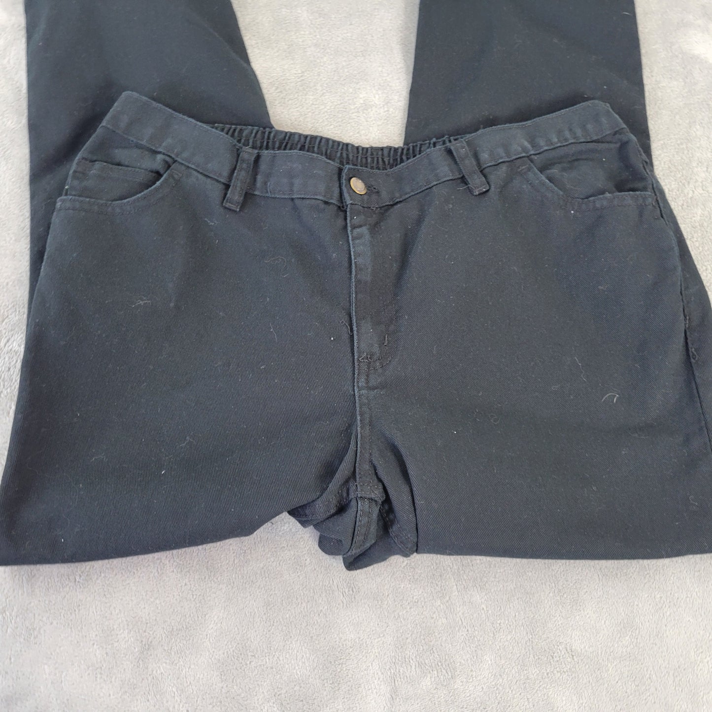 Woman Within 16WP Petite Black Denim Straight Leg Jeans Elastic Waist SWE67E