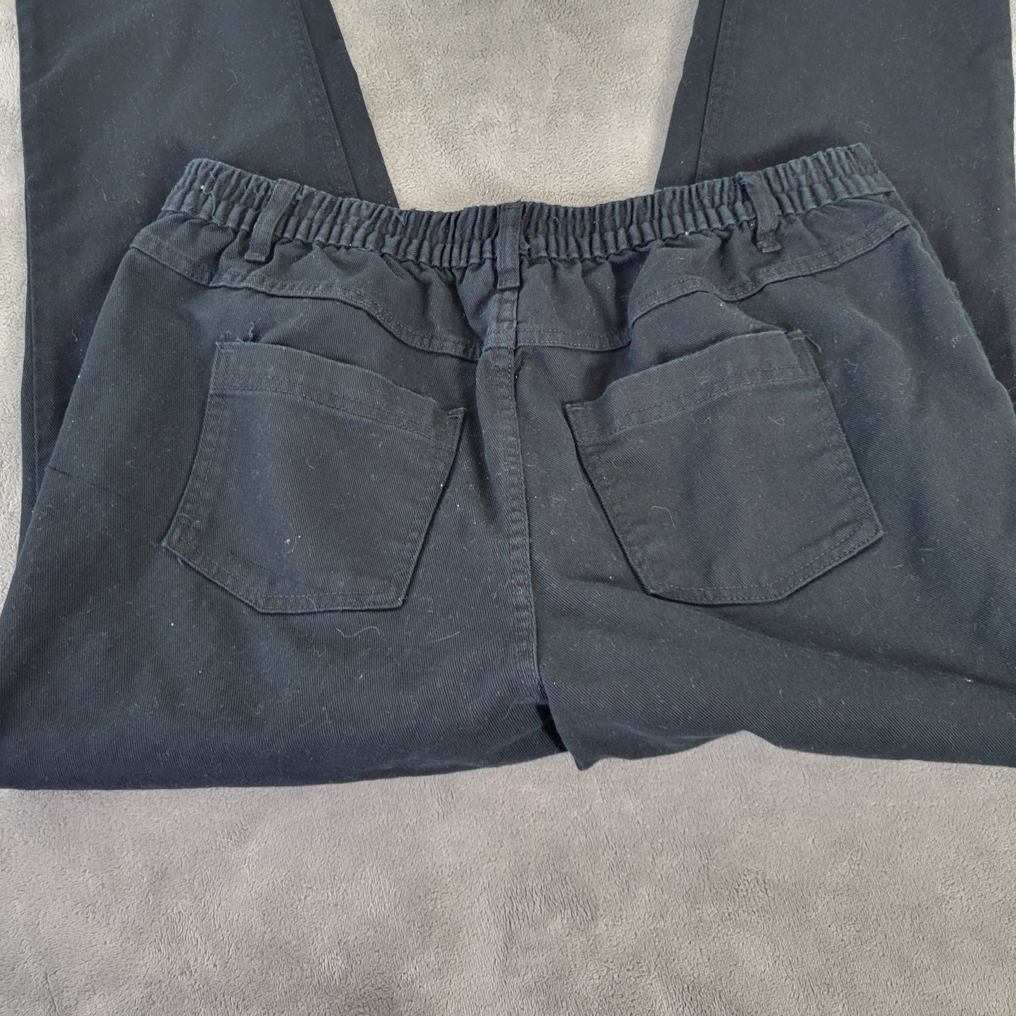 Woman Within 16WP Petite Black Denim Straight Leg Jeans Elastic Waist SWE67E