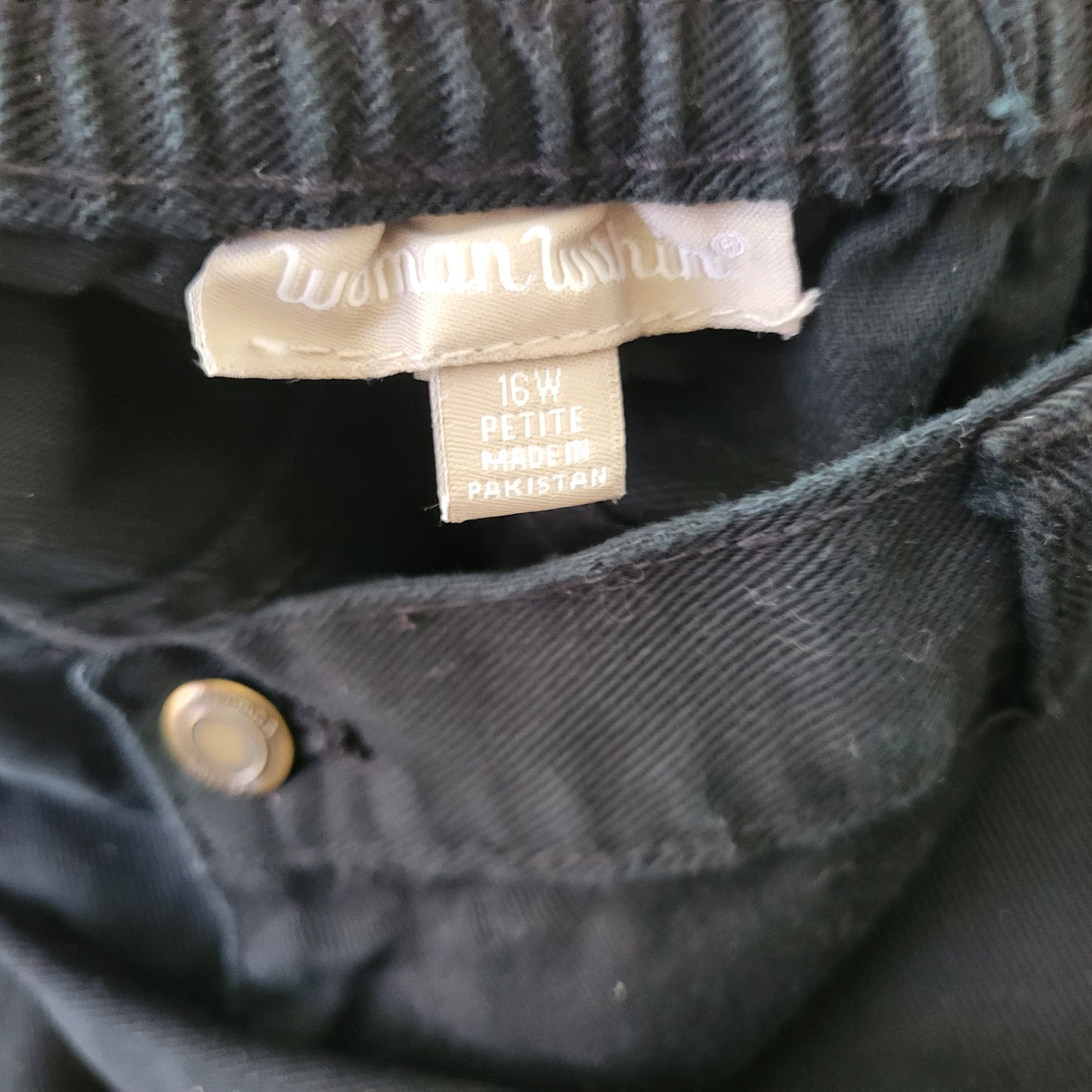 Woman Within 16WP Petite Black Denim Straight Leg Jeans Elastic Waist SWE67E