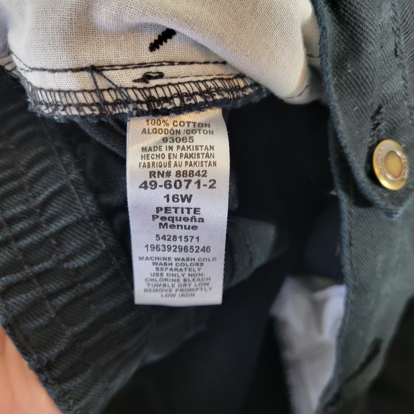 Woman Within 16WP Petite Black Denim Straight Leg Jeans Elastic Waist SWE67E