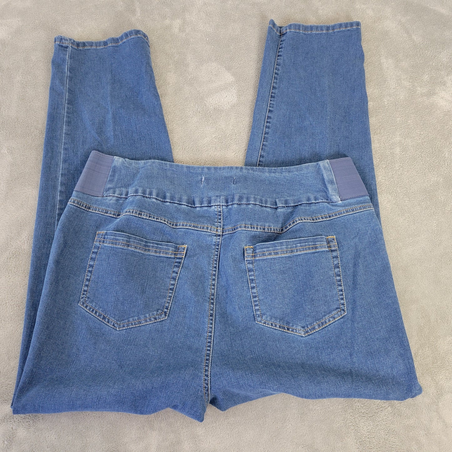 Woman Within Jeans 18W Plus Size Dark Blue Denim Pull-On Stretch Straight SL83E