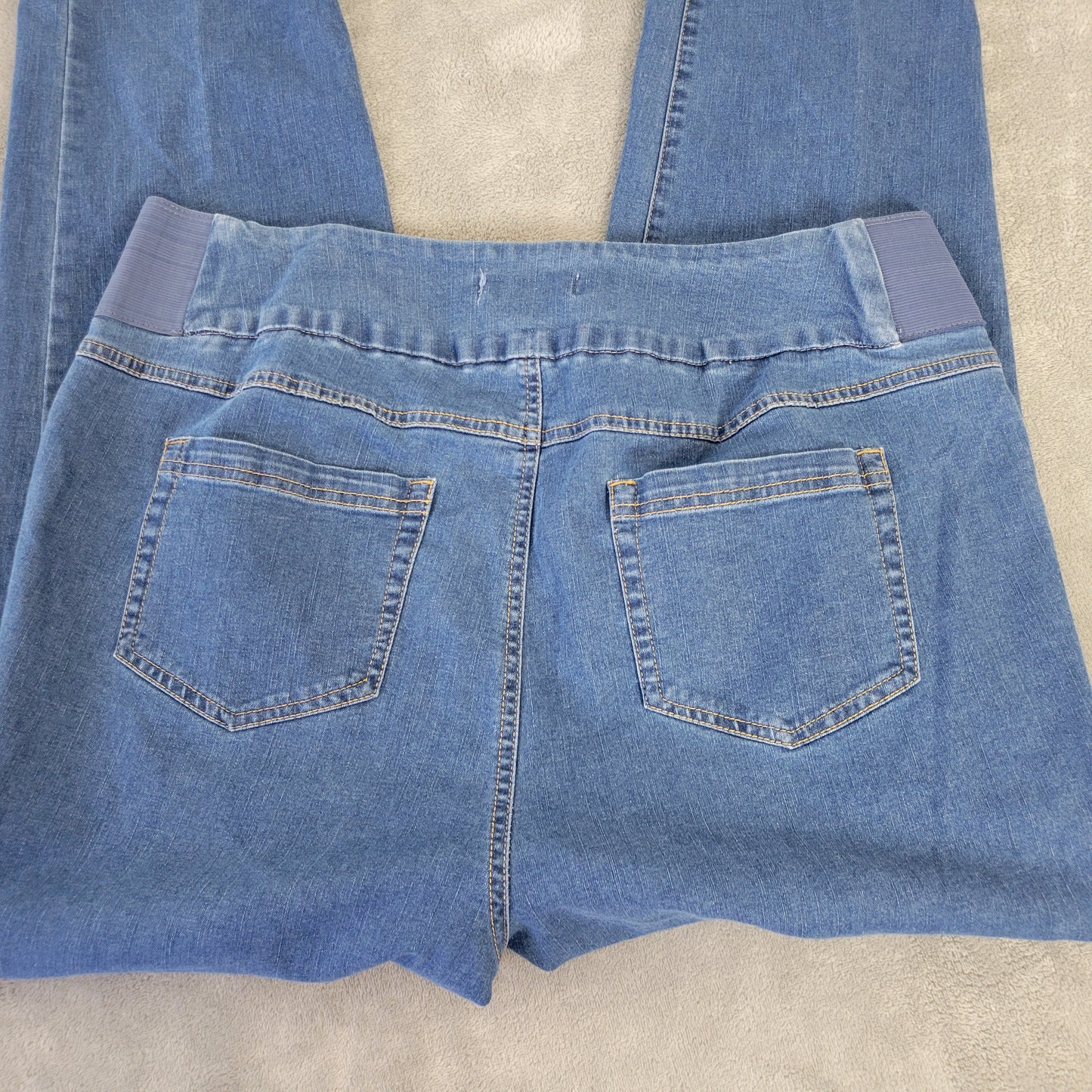 Woman Within Jeans 18W Plus Size Dark Blue Denim Pull-On Stretch Straight SL83E