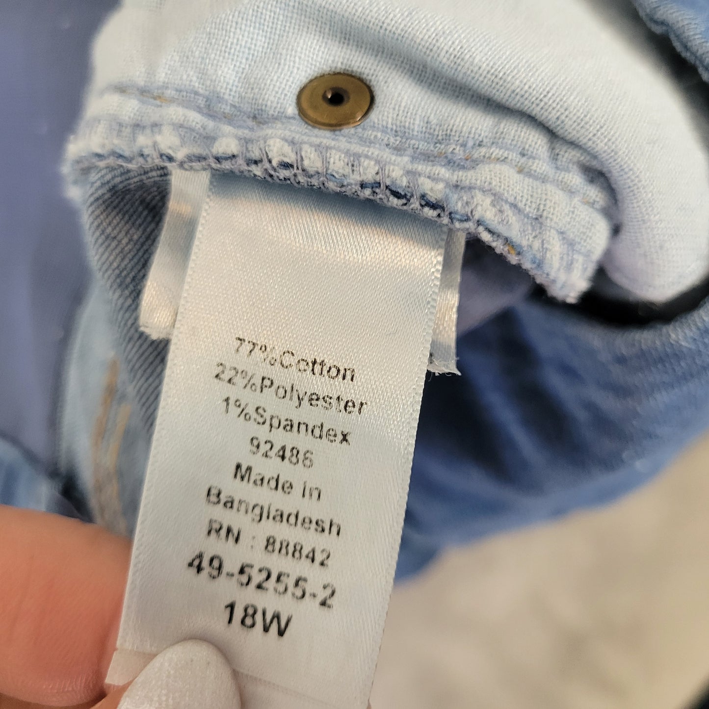 Woman Within Jeans 18W Plus Size Dark Blue Denim Pull-On Stretch Straight SL83E