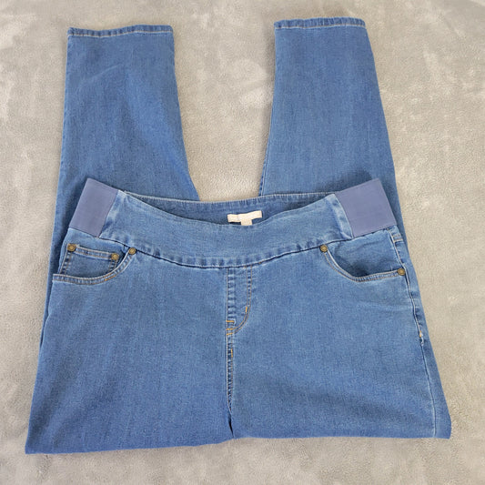 Woman Within Jeans 18W Plus Size Pull-On Straight Leg Medium Wash SL74E