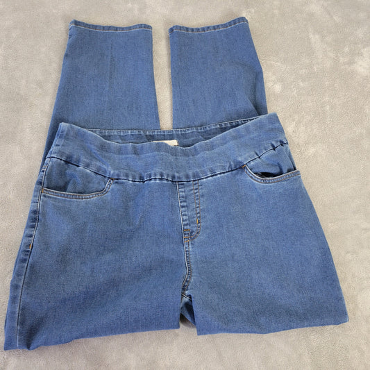 Woman Within Jeans 16W Plus Size Skinny Leg Pull-On Stretch Denim Pockets SKI3E