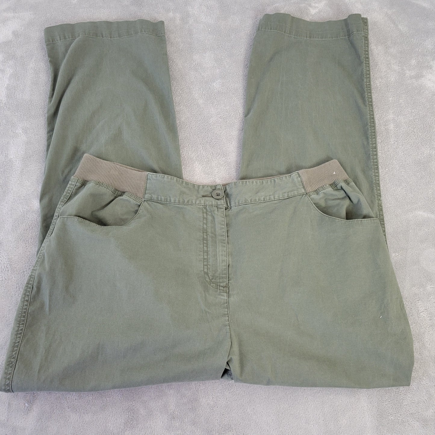 Liz & Me Pants 0X 16W Plus Size Green Chino Straight Leg Stretch GRE8XE